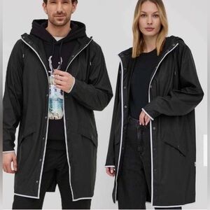 NWT RAINS Reflective Long Rain Jacket  - Black Sizes XS, M Unisex